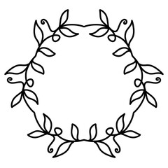 Botanical frame.leaves border.decorative wedding wreath.