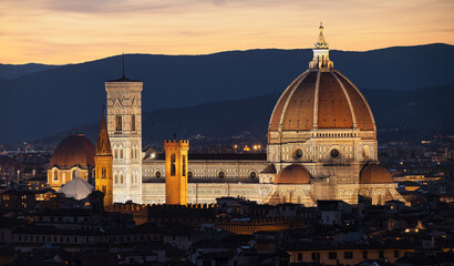 Florence after sunset, Italy 