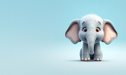Cute Cartoon Elephant Character (Generative AI)