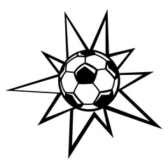 Soccer ball illustration. Football club symbol. Sport object in cartoon style.