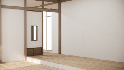 Japan style ,empty room decorated  in white room japan interior.