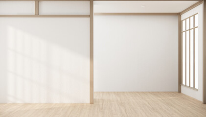 Japan style ,empty room decorated  in white room japan interior.