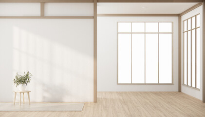 Japan style ,empty room decorated  in white room japan interior.