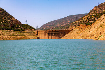 Beautiful scape of Bin El Ouidane dam in the Benimellal region in Morocco