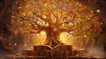Der Baum des Lebens: Eine spirituelle Illustration von Licht und Liebe - obrazy, fototapety, plakaty