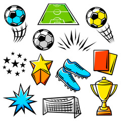 Set of soccer symbols. Football club illustration.