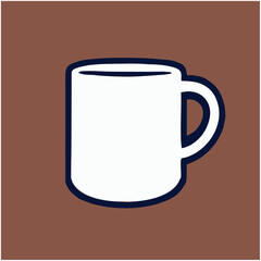 The image presents a simple flat vector illustration of an isolated mug. It's cylindrical with a handle and rendered in a solid color. Perfect for themes related to beverage, breakfast, or home decor.