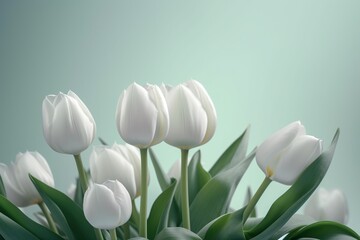 white tulips on a gentle background. generative ai