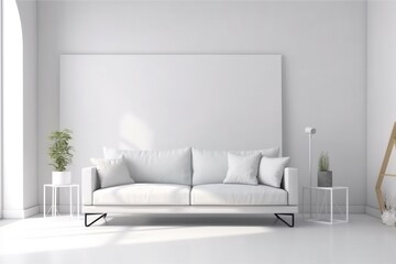 interior background three-dimensional grey cosy render green sofa floor contemporary. Generative AI.