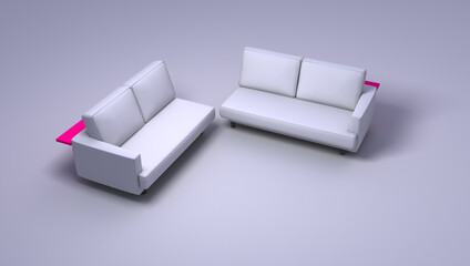 Sofas on simple background - double seated.
