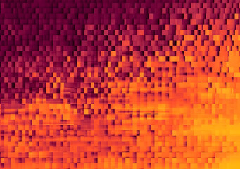 Golden orange pixelated background with text field, orange and magenta. Generative Ai Illustration.
