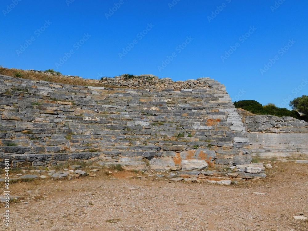 Wall mural view of the ancient theater of thorikos near lavrio, attica, greece. may be the oldest greek theater