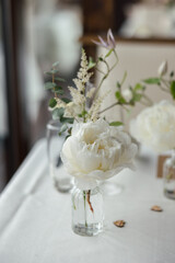 Beautiful floral decoration at a wedding reception