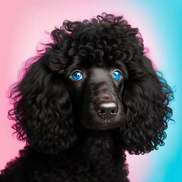 cute black poodle Ai Generative