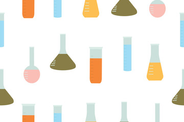 school seamless pattern for chemistry minzurki of different sizes and colors