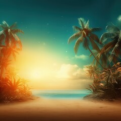 Obraz premium Magic tropical background. Illustration AI Generative.