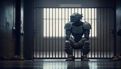 Robot in prison Ai generated image