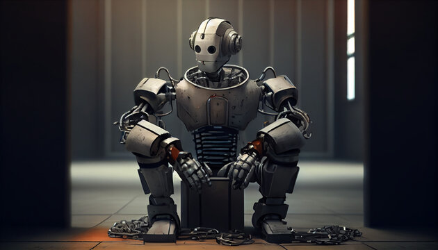 Robot in prison Ai generated image