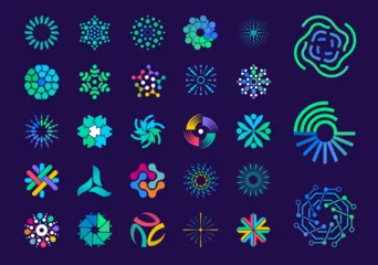 Foto auf Acrylglas Antireflex Unique geometrical shape logo set. Unique color transitions. Rotate geometric logo template. vector © Zeybart