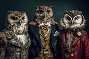 The Wise and Detailed Owl Family A Portrait to Treasure Generative AI
