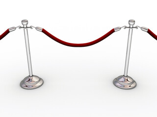 Closed rope barrier on white background - 3d render