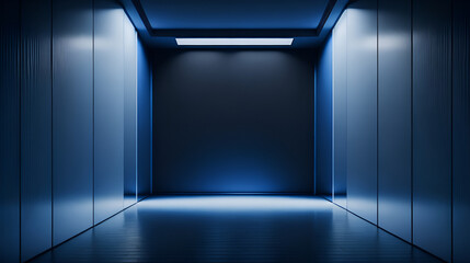 A deserted arcade corridor illuminated by bright overhead lights, surrounded by intricate architectural details.