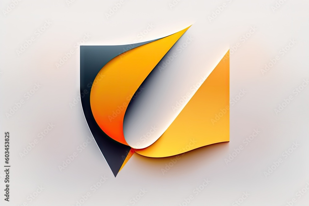 Poster abstract paper origami design element orange with sharp corners