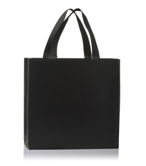 Front view of black paper shopping bag