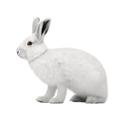 Side view of animal arctic hare standing on a transparent background, Generative ai