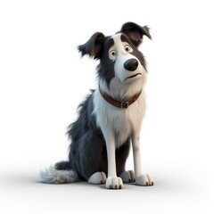 Border Collie dog illustration cartoon 3d isolated on white. Generative AI