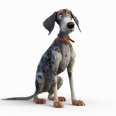 Bluetick Coonhound dog illustration cartoon 3d isolated on white. Generative AI