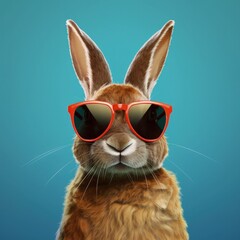 Cool rabbit in sunglasses. Illustration AI Generative.