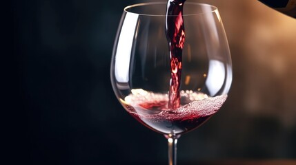Fototapeta na wymiar Red wine pouring into wine glass Illustration AI Generative.