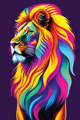 artwork lion rainbow art light vector illustration