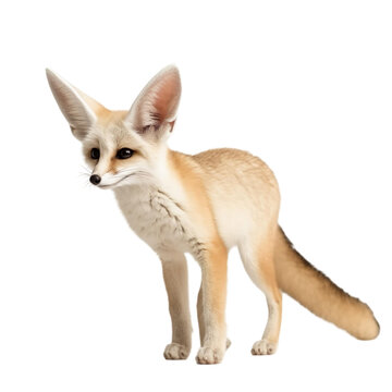 Side view of animal Fennec Fox standing on a transparent background, Generative ai
