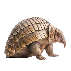 Side view of animal Armadillo standing on a transparent background, Generative ai