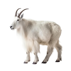 Side view of animal Mountain Goat standing on a transparent background, Generative ai