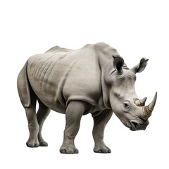 Side view of animal Rhinoceros standing on a transparent background, Generative ai
