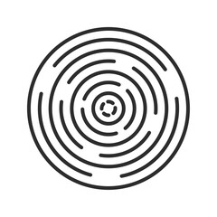 circular ripple icon. Concentric circles with broken lines isolated on white background. Vortex, sonar wave, soundwave, sunburst, signal signs