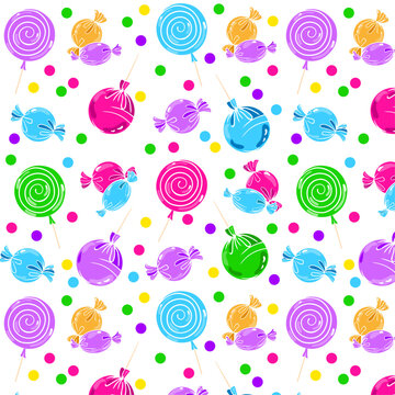  pattern with painted candies and lollipops