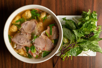 Pho with brisket, meatball, tendon and tripe