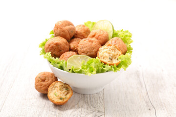 vegan ball- vegetable croquette and lettuce