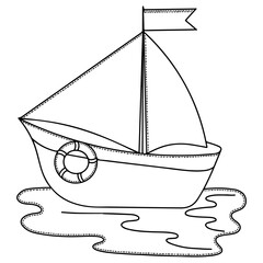 Vector ship or boat for children or adult coloring