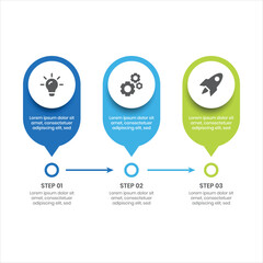 three steps infographic, 3 options process infographic, three steps process infographic for business or education purpose