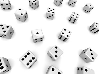 3d rendered illustration of many dice