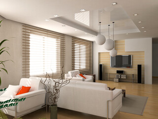 Fototapeta na wymiar modern interior design (computer generated image 3D)
