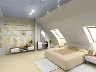 modern bedroom interior design (computer - generated image)