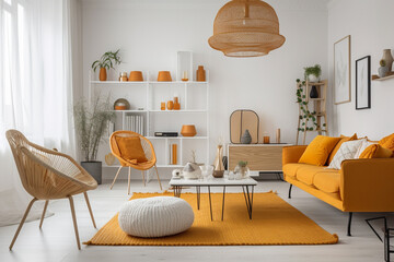 Obraz premium Modern living room interior design. Generative AI