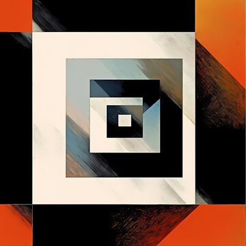 Geometric Modern Art. Poster or pattern art. Square rectangle perspective. Infinity corridor. Generative Ai.