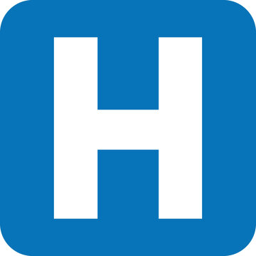 hospital square icon vector in blue and white  . medical clinic sign